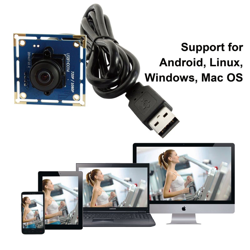 ELP USB Fisheye Camera - 180 Degree 1080P Wide Angle Webcam, High Speed 100fps for Windows, Linux, Android, Mac - Image 4